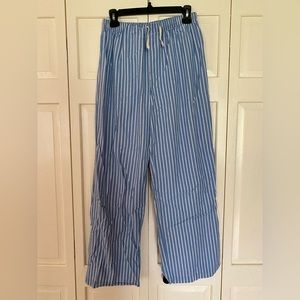 Cute and Comfy, Blue and White Striped Pajama Bottoms, Size Medium